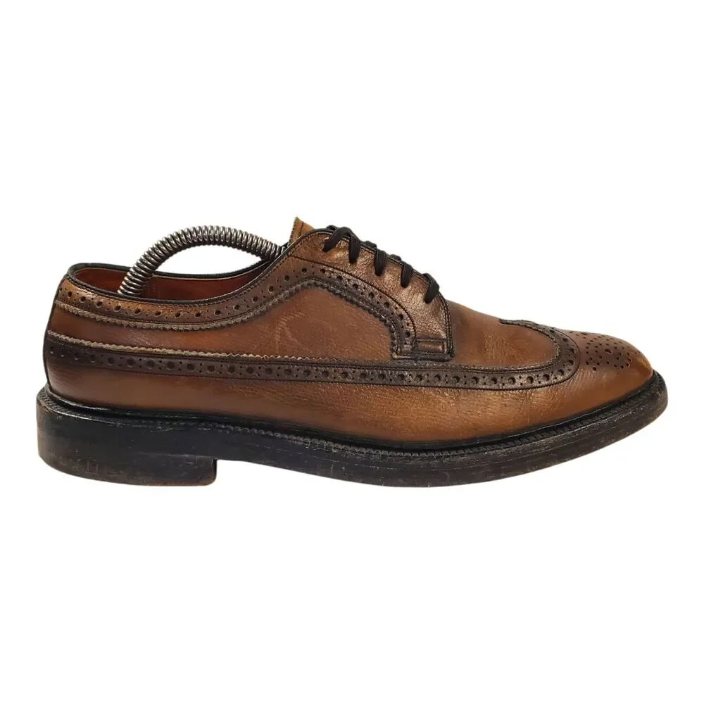 Vintage NUNN BUSH Shoes Mens Size 10 Brown Leather Oxford Wingtip Brogue Casual